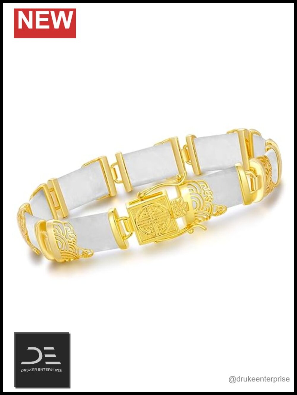 18kt Gold Plated Sterling Silver Jade Bangle Bracelet Women's Fine Jewelry